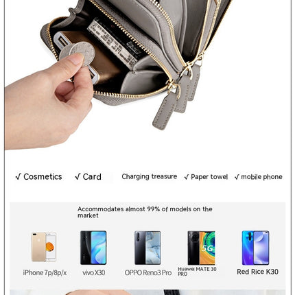 Touch Screen Phone Bag Women Multi Zipper Shoulder Bag Fashion Mini Slanting Purse Touch Screen Women's Bag