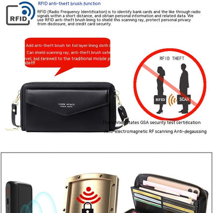 Touch Screen Cell Phone Bag with Adjustable Strap Women's Casual RFID Anti-theft Brush Card Bag Transparent Cell Phone Bag