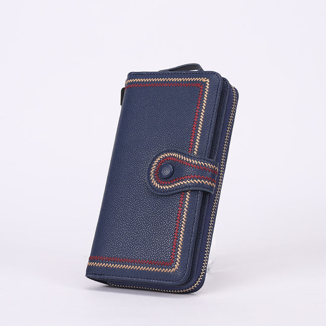 Women's Wallet Leather Credit Card Holder, Large Capacity Wrist Wallet Card Holder Wallet Clutch Cell Phone Pouch