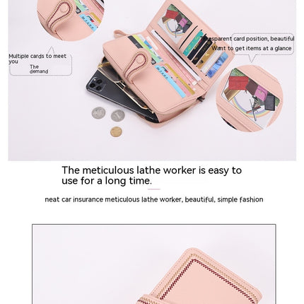 Women's Wallet Leather Credit Card Holder, Large Capacity Wrist Wallet Card Holder Wallet Clutch Cell Phone Pouch