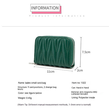 Porte-cartes de crédit antivol pour femmes, portefeuille, porte-monnaie, Anti-magnétique RFID, étui en cuir avec fermeture éclair, Mini petit étui pour cartes