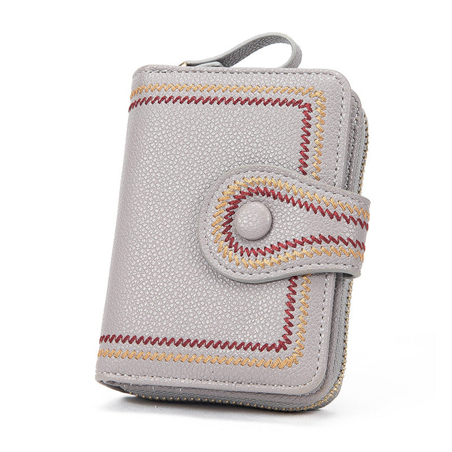 Small Women's Leather Wallet Credit Card Holder ID Card Window Zipper Card Case Bifold Wallet Purse Wallet Coin Purse