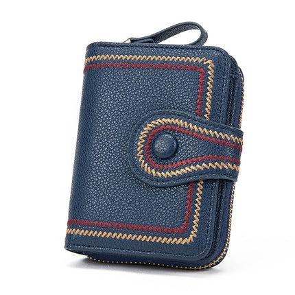 Kleine Damen-Geldbörse aus Leder, Kreditkartenetui, Ausweisfenster, Reißverschluss, Kartenetui, Bifold-Geldbörse