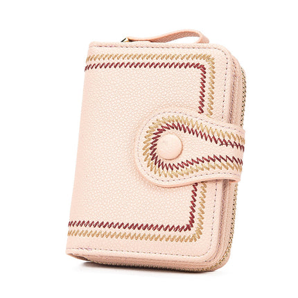 Kleine Damen-Geldbörse aus Leder, Kreditkartenetui, Ausweisfenster, Reißverschluss, Kartenetui, Bifold-Geldbörse