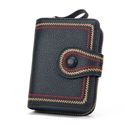Kleine Damen-Geldbörse aus Leder, Kreditkartenetui, Ausweisfenster, Reißverschluss, Kartenetui, Bifold-Geldbörse
