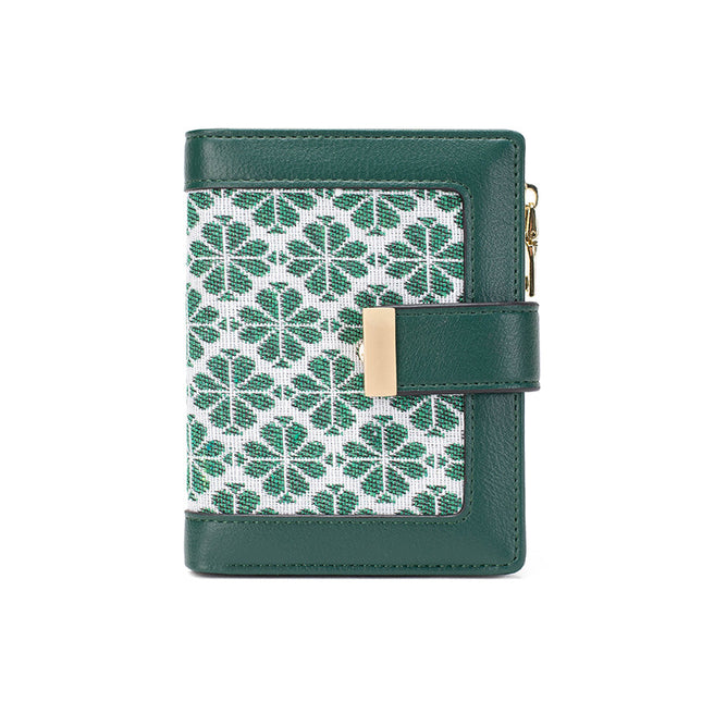 Women's Wallet Small Bifold Leather Short Women's Wallet with Zipper Coin Purse Card Cash Holder with ID Windows