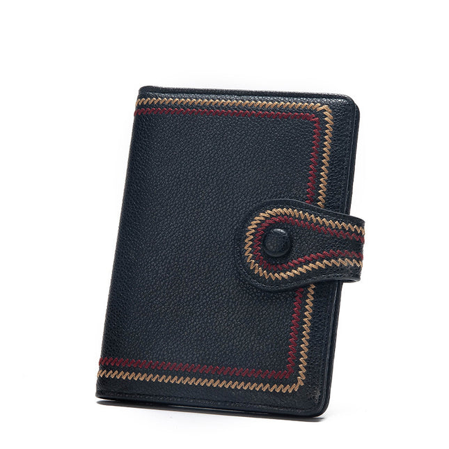 Women's Small Wallet Leather Bifold Compact Credit Card Holder Women's Coin Purse Simple Passport Case