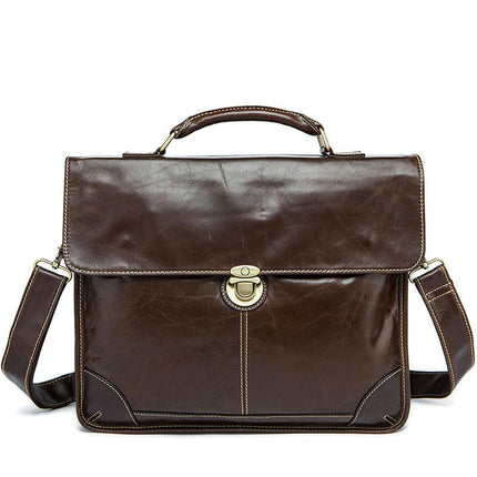 Porte-documents d'affaires pour hommes, sac en cuir véritable, sac à main, sac à bandoulière, sac d'ordinateur
