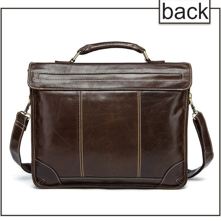 Porte-documents d'affaires pour hommes, sac en cuir véritable, sac à main, sac à bandoulière, sac d'ordinateur