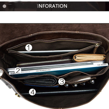Porte-documents d'affaires pour hommes, sac en cuir véritable, sac à main, sac à bandoulière, sac d'ordinateur
