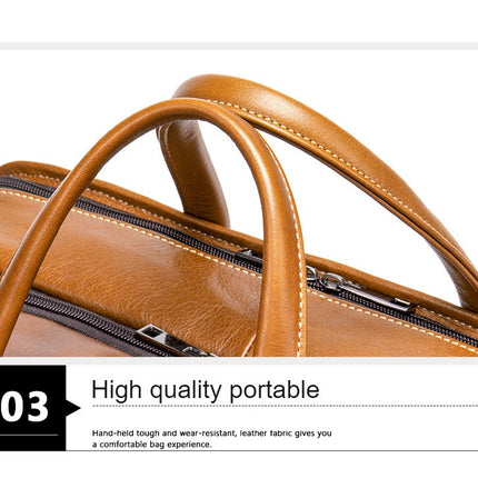 Vintage Genuine Leather Briefcase Large Satchel Shoulder Bag Laptop Bag Business Handbag For Men