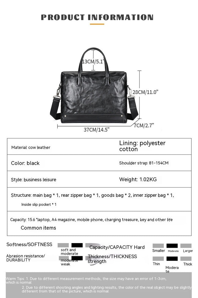Genuine Leather Briefcase Large Laptop Bag Cowhide Shoulder Bag Business Handbag For Men