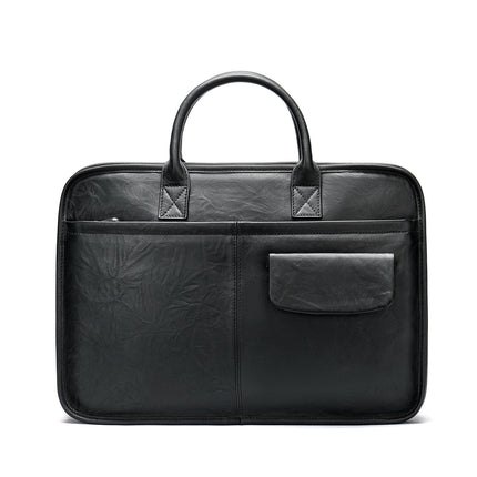 Men's Genuine Leather Computer Handbag Large Capacity Business Briefcase Shoulder Bag
