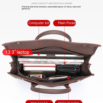 Men's Genuine Leather Bag Computer Bag Large Capacity Handbag Business Bbriefcase Men's Bag