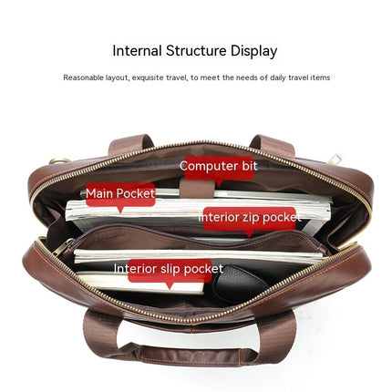 Herren-Umhängetasche aus echtem Leder, Computer-Handtasche, lässige Umhängetasche, große Kapazität, Umhängetasche