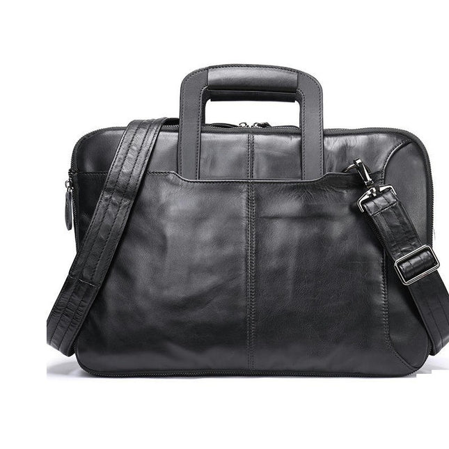 Men's Genuine Leather Bag Multifunctional Backpack Oil Wax Leather Business Trip Briefcase