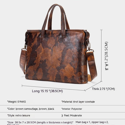 Genuine Leather Briefcases for Men Messenger Bag for Men Computer Bag Retro Waterproof Handbag