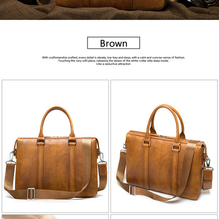 Genuine Leather Briefcases for Men Messenger Bag for Men Computer Bag Retro Waterproof Handbag
