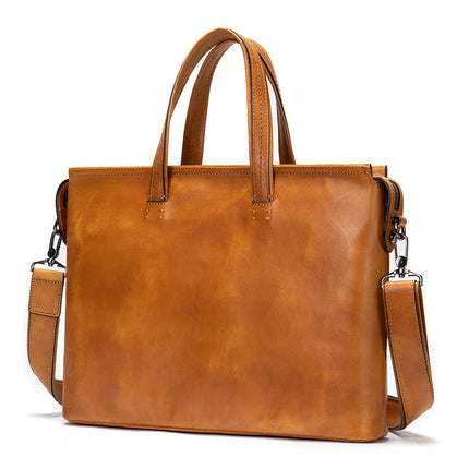 Genuine Leather Briefcases for Men Messenger Bag for Men Computer Bag Retro Waterproof Handbag