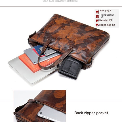 Genuine Leather Briefcases for Men Messenger Bag for Men Computer Bag Retro Waterproof Handbag
