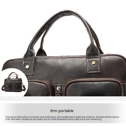 Genuine Leather Men's Briefcase Casual Business Crossbody Bag Handbag Shoulder Bag Computer Bag
