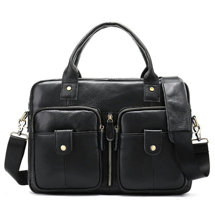 Genuine Leather Men's Briefcase Casual Business Crossbody Bag Handbag Shoulder Bag Computer Bag