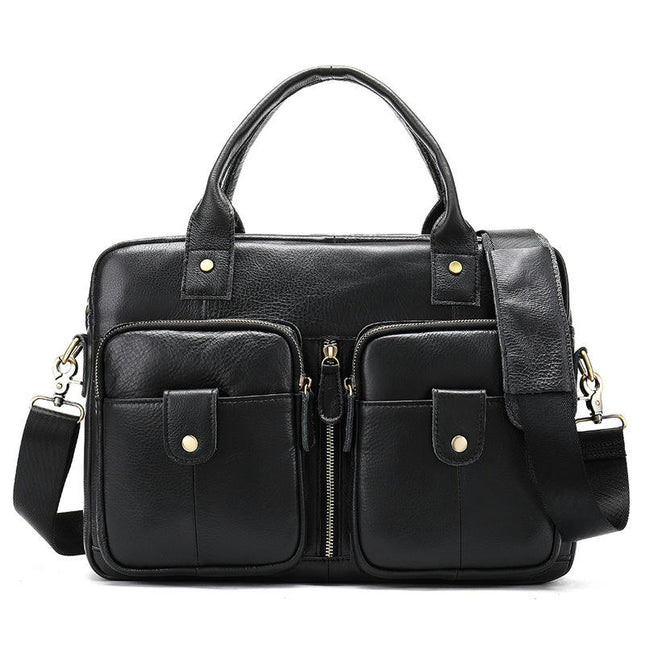 Genuine Leather Men's Briefcase Casual Business Crossbody Bag Handbag Shoulder Bag Computer Bag