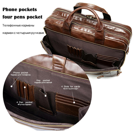 Retro Genuine Leather Bag Business Handbag Men's Shoulder Briefcase Men's Computer Bag