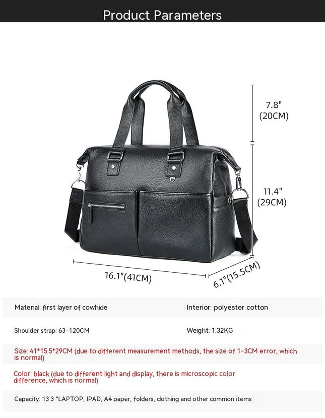 Genuine Leather Briefcase Laptop Bag Messenger Shoulder Handbag Men And Women