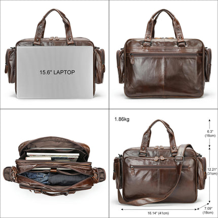 Laptop-Umhängetasche aus echtem Leder für Herren, Business-Aktentasche, Umhängetasche, Computertasche