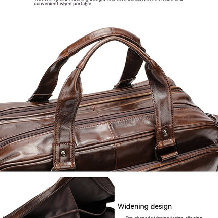 Laptop-Umhängetasche aus echtem Leder für Herren, Business-Aktentasche, Umhängetasche, Computertasche