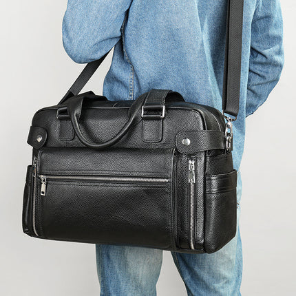 Genuine Leather Briefcase Laptop Messenger Bags for Men Office School College Briefcase Satchel Bag