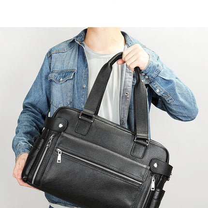 Genuine Leather Briefcase Laptop Messenger Bags for Men Office School College Briefcase Satchel Bag