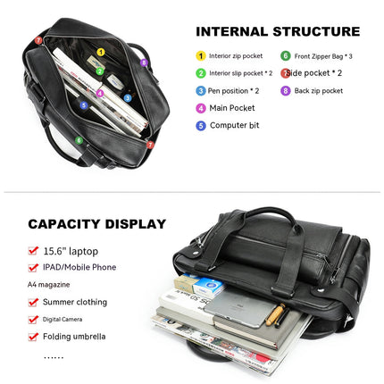 Genuine Leather Briefcase Laptop Messenger Bags for Men Office School College Briefcase Satchel Bag