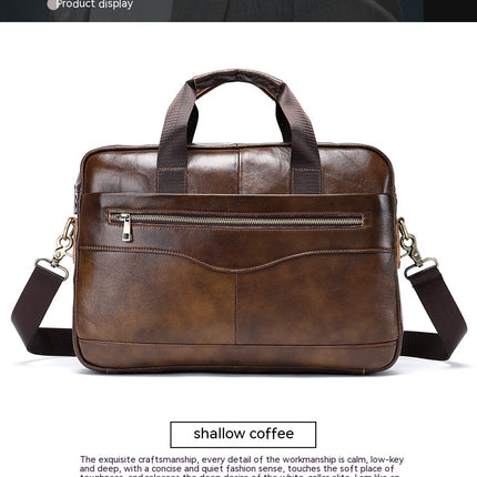 Men's Genuine Leather Briefcase Laptop Case Business Travel Work Messenger Shoulder Bag
