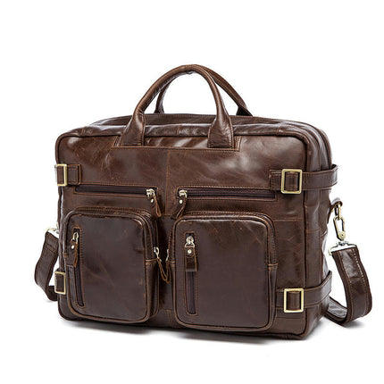 Genuine Leather Briefcase Laptop Messenger Bags for Men Handbag Multifunction Shoulder Bag