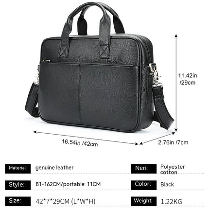 Mallette en cuir véritable pour ordinateur portable, sacoche pour hommes, sac à main d'affaires, sac à bandoulière