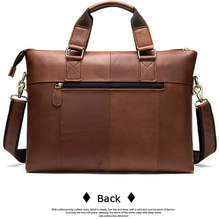Business Handbag Genuine Leather Briefcase Laptop Messenger Bags for Men Simple and Casual