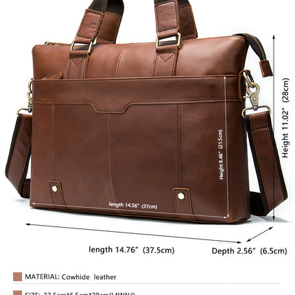 Business Handbag Genuine Leather Briefcase Laptop Messenger Bags for Men Simple and Casual