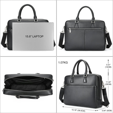 Genuine Leather Laptop Bag, Men's Messenger Briefcase Business Satchel Handbag Shoulder Bag