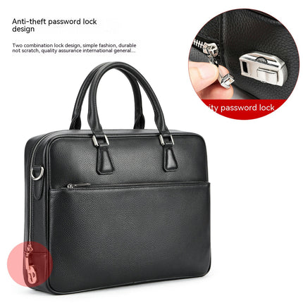 Genuine Leather Laptop Bag, Men's Messenger Briefcase Business Satchel Handbag Shoulder Bag