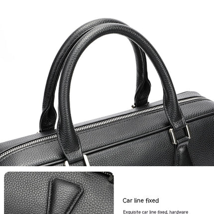 Genuine Leather Laptop Bag, Men's Messenger Briefcase Business Satchel Handbag Shoulder Bag