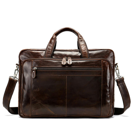 Genuine Leather Bag For Men's High Capacity Laptop Messenger Bags Business Handbag