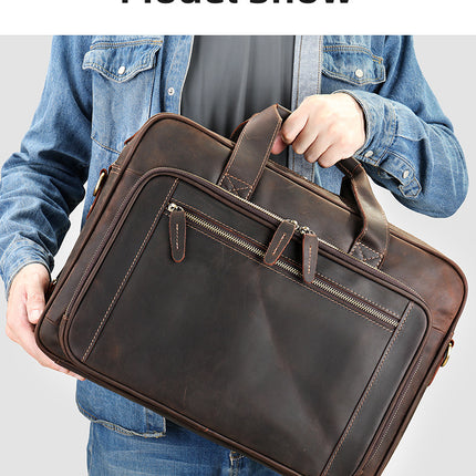 Genuine Leather Bag For Men's High Capacity Laptop Messenger Bags Business Handbag