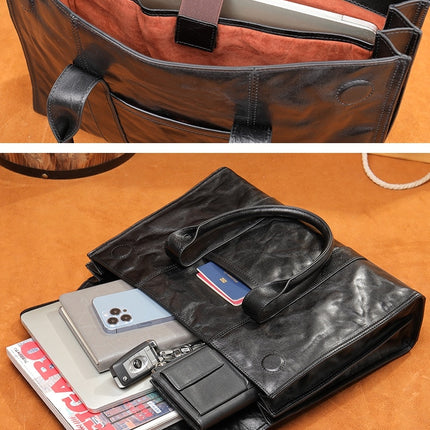 Genuine Leather Briefcase for Men Laptop Computer Business Travel Work Messenger Shoulder Bags