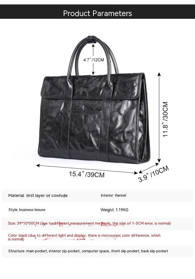 Genuine Leather Briefcase for Men Laptop Computer Business Travel Work Messenger Shoulder Bags