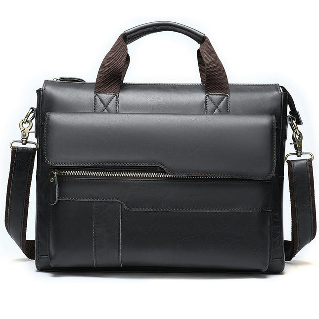 Computer Business Briefcase Men's Genuine Leather Handbag Casual Shoulder Crossbody Bag