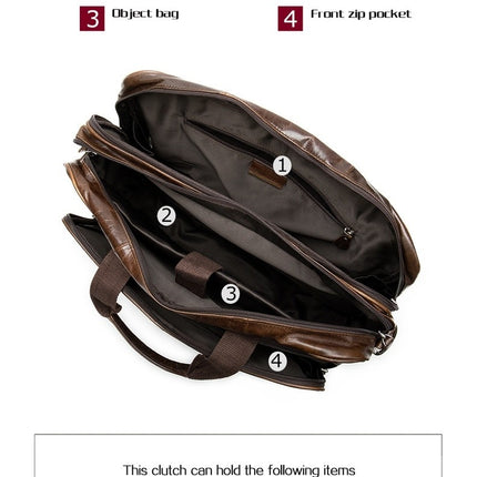 Men's Genuine Leather Bag Computer Business Briefcase Casual Handbag Shoulder Crossbody Bag