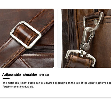 Men's Genuine Leather Bag Computer Business Briefcase Casual Handbag Shoulder Crossbody Bag