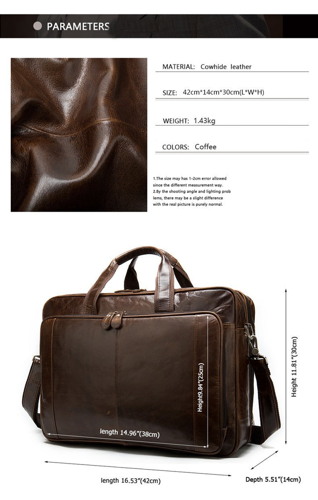 Men's Genuine Leather Bag Computer Business Briefcase Casual Handbag Shoulder Crossbody Bag